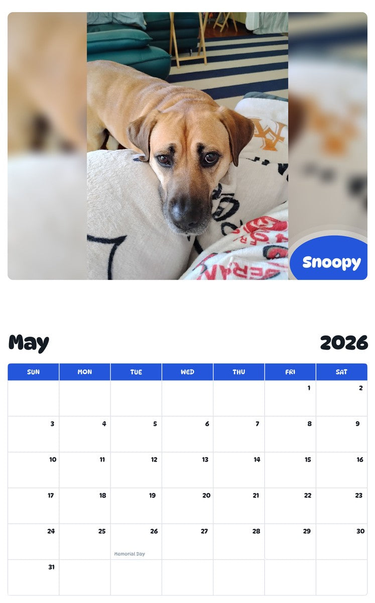 2026 - 2027 Snoopy - Pawidols Pet Calendar