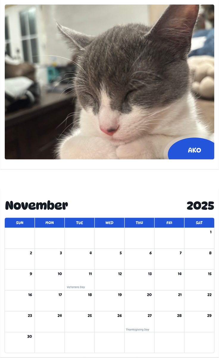 July 2025 - June 2026 Ako - Pawidols Pet Calendar
