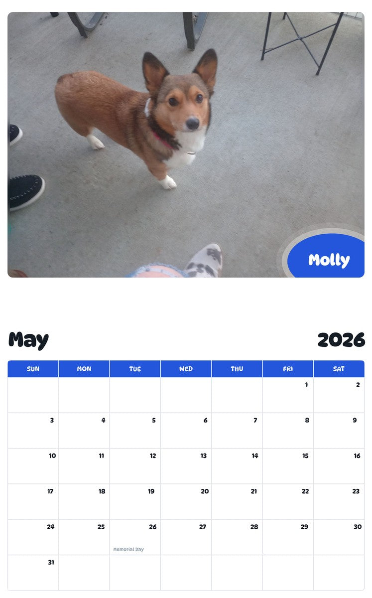 2026 - 2027 Molly - Pawidols Pet Calendar