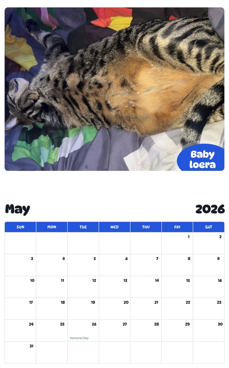 2026 - 2027 Baby loera - Pawidols Pet Calendar