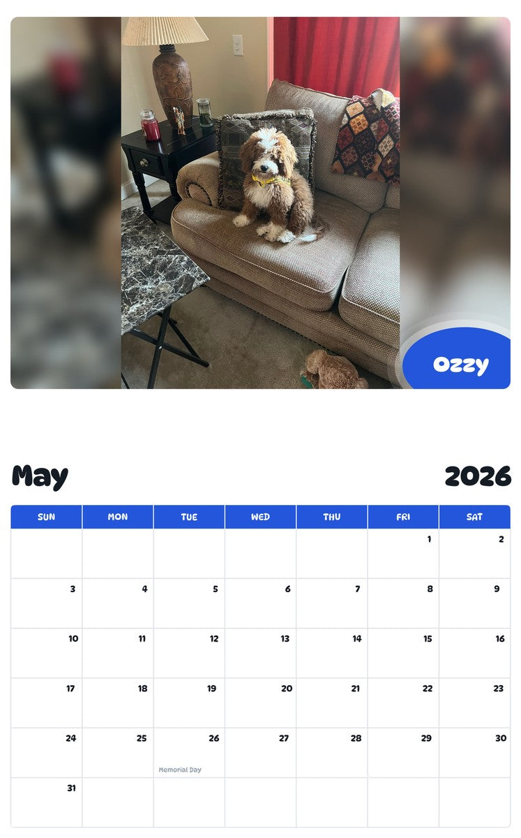 2026 - 2027 Ozzy - Pawidols Pet Calendar