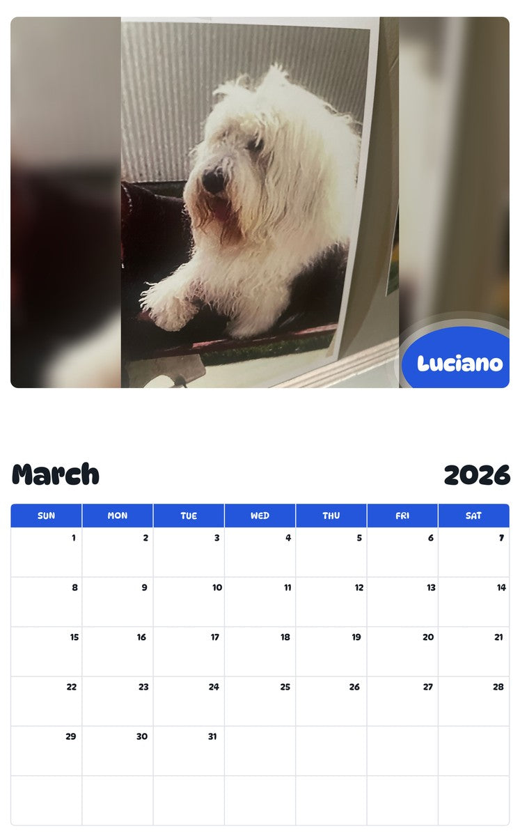 November 2025 - October 2026 Luciano - Pawidols Pet Calendar