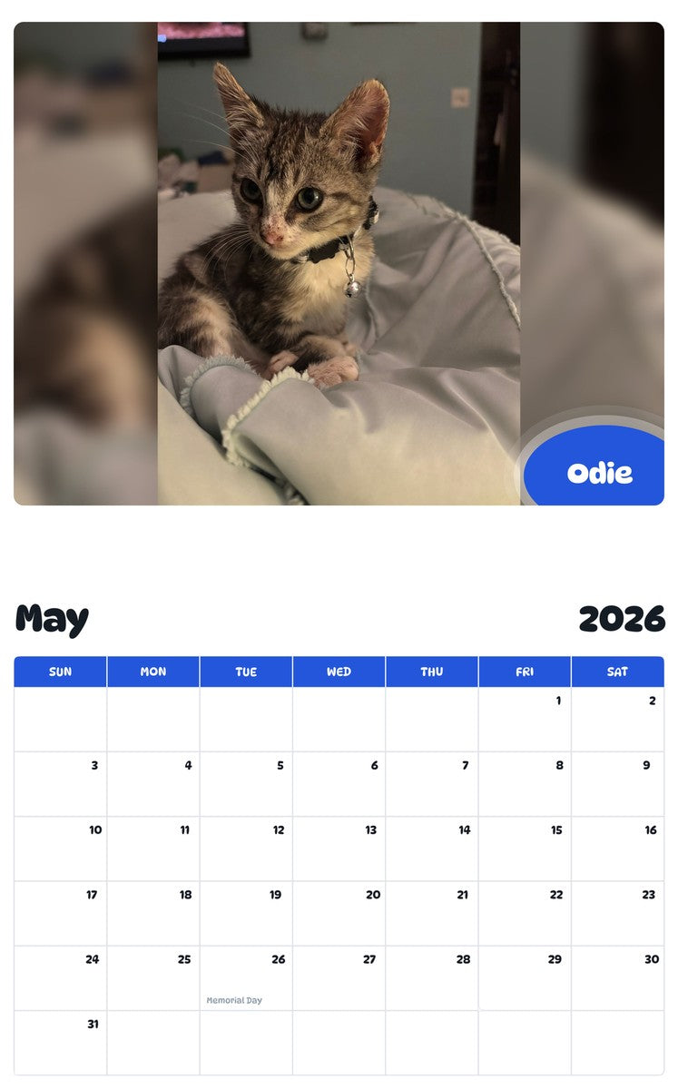 2026 - 2027 Odie - Pawidols Pet Calendar