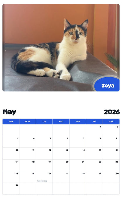 2026 - 2027 Zoya - Pawidols Pet Calendar