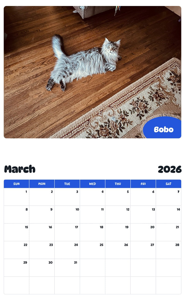 November 2025 - October 2026 Bobo - Pawidols Pet Calendar