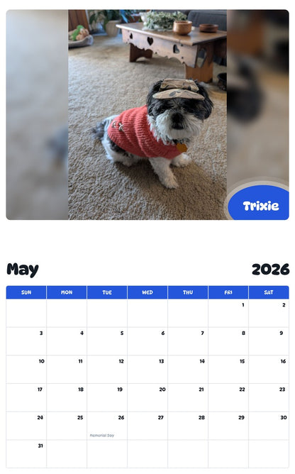 2026 - 2027 Trixie - Pawidols Pet Calendar