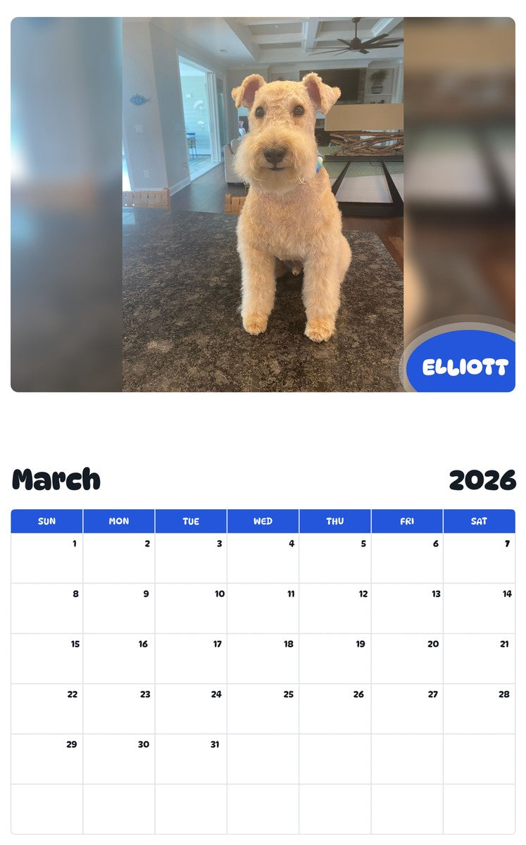 November 2025 - October 2026 ELLIOTT - Pawidols Pet Calendar