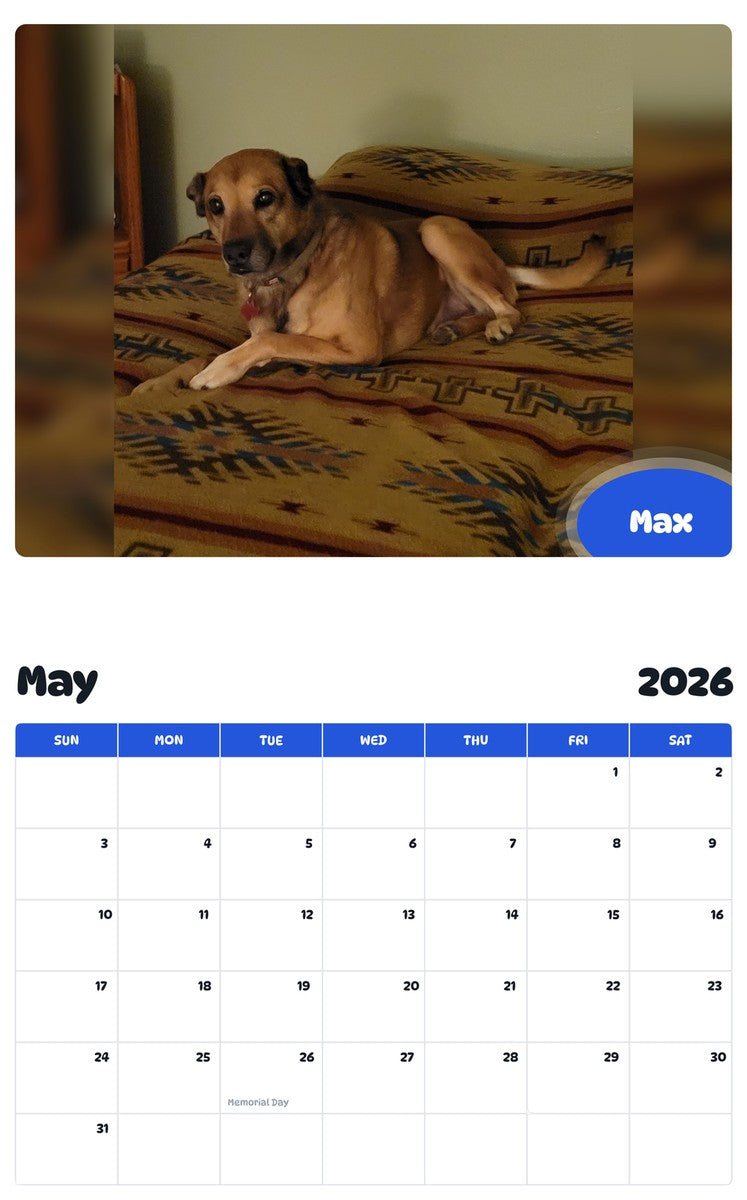 2026 - 2027 Max - Pawidols Pet Calendar