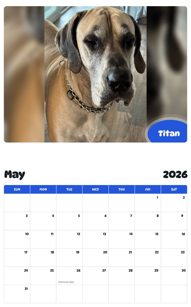 2026 - 2027 Titan - Pawidols Pet Calendar