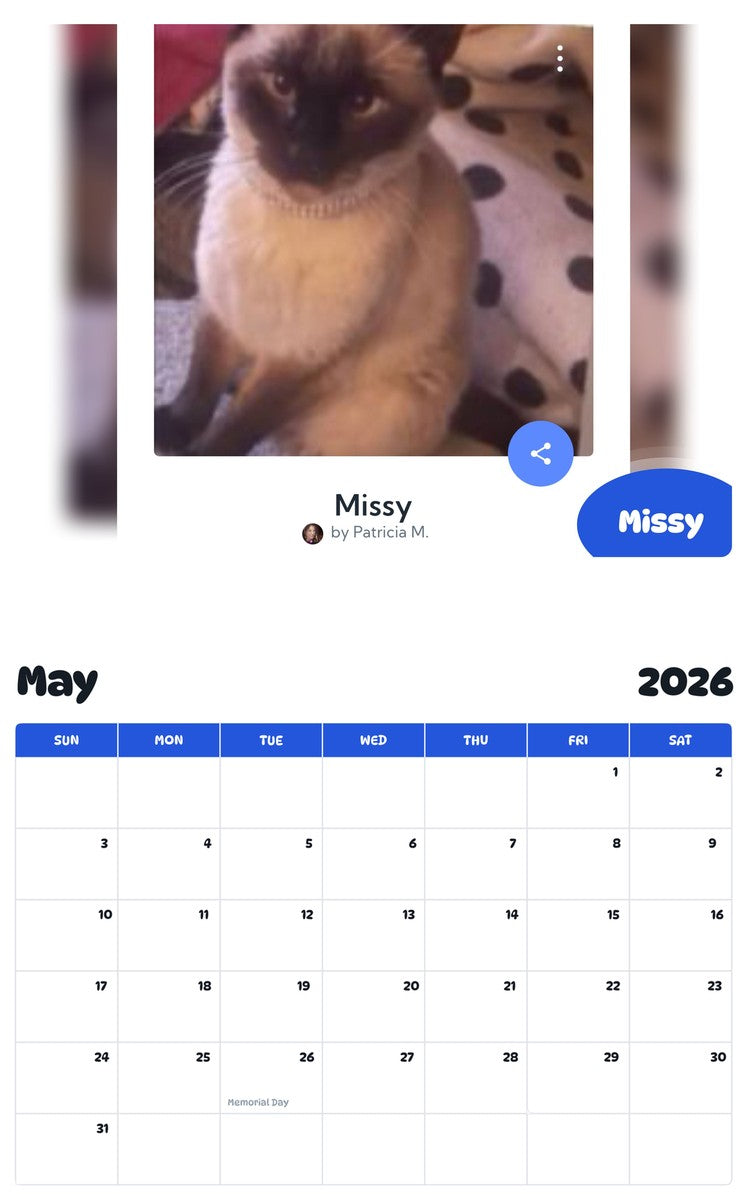 2026 - 2027 Missy - Pawidols Pet Calendar