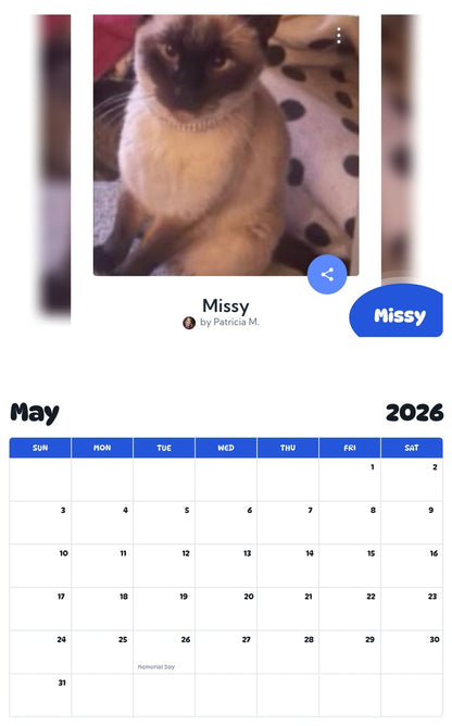 2026 - 2027 Missy - Pawidols Pet Calendar