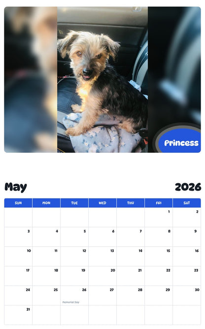 2026 - 2027 Princess - Pawidols Pet Calendar