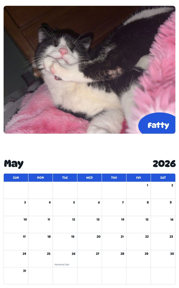 2026 - 2027 Fatty - Pawidols Pet Calendar