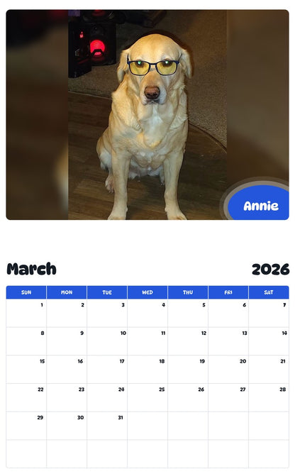 November 2025 - October 2026 Annie - Pawidols Pet Calendar