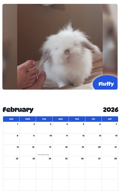 October 2025 - September 2026 Fluffy - Pawidols Pet Calendar