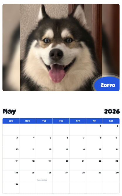 2026 - 2027 Zorro - Pawidols Pet Calendar