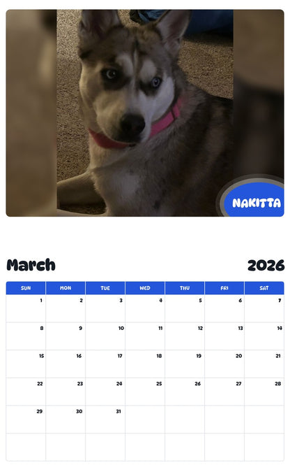 November 2025 - October 2026 NAKITTA - Pawidols Pet Calendar