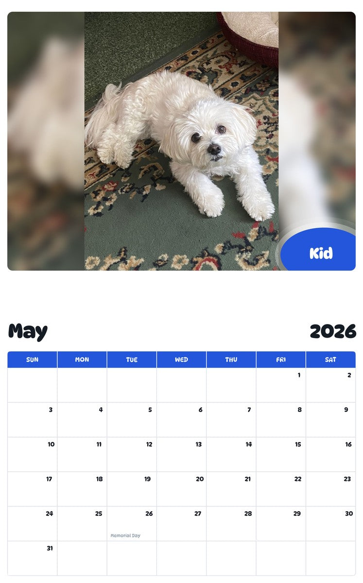 2026 - 2027 Kid - Pawidols Pet Calendar