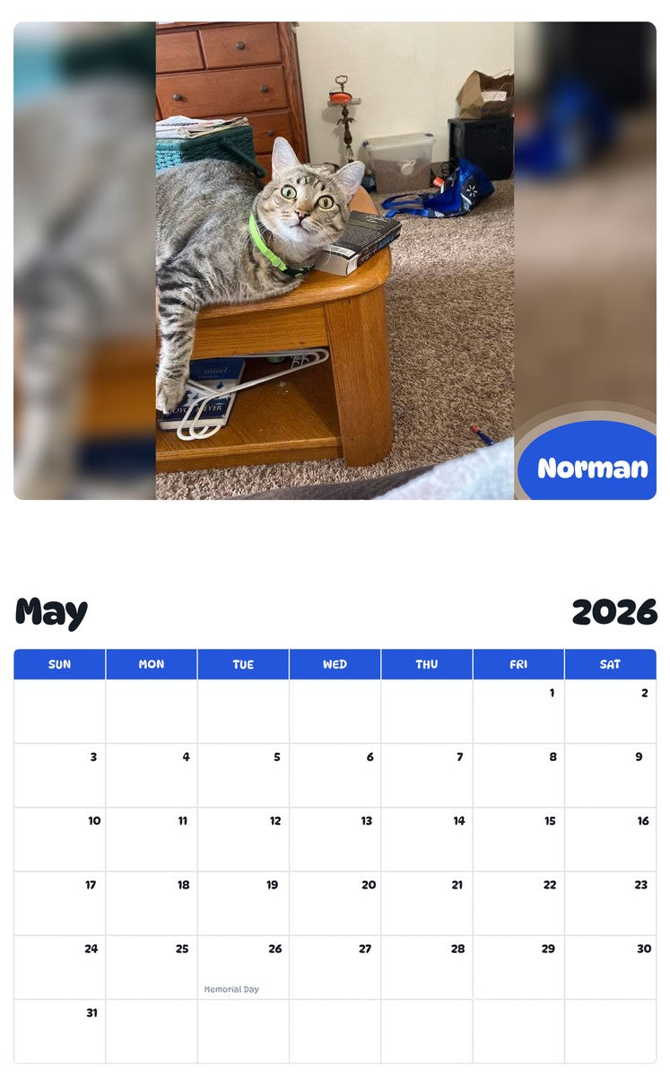 2026 - 2027 Norman - Pawidols Pet Calendar