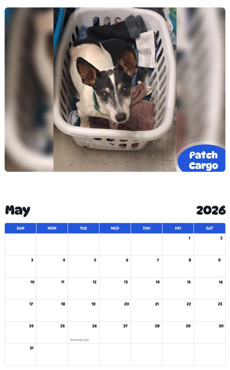 2026 - 2027 Patch Cargo - Pawidols Pet Calendar