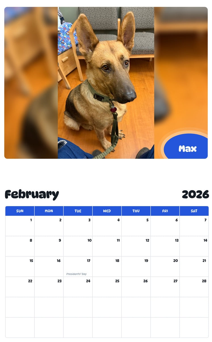 October 2025 - September 2026 Max - Pawidols Pet Calendar