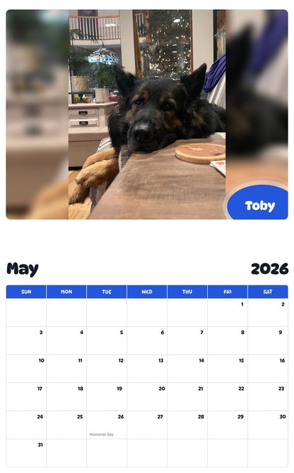 2026 - 2027 Toby - Pawidols Pet Calendar