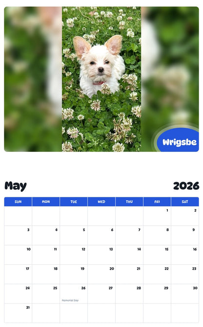 2026 - 2027 Wrigsbe - Pawidols Pet Calendar