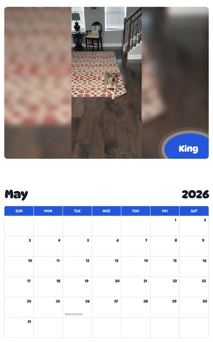 2026 - 2027 King - Pawidols Pet Calendar