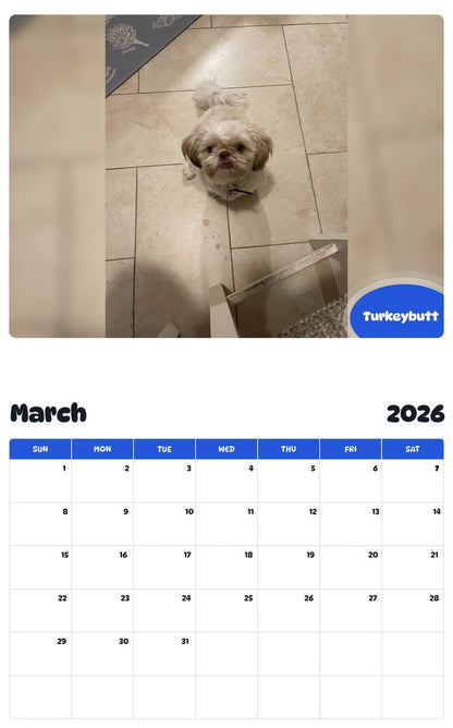November 2025 - October 2026 Turkeybutt - Pawidols Pet Calendar