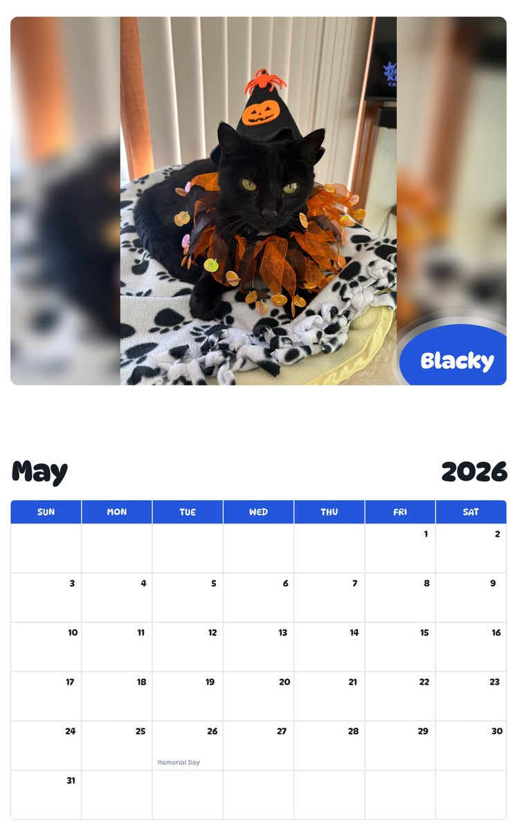 2026 - 2027 Blacky - Pawidols Pet Calendar