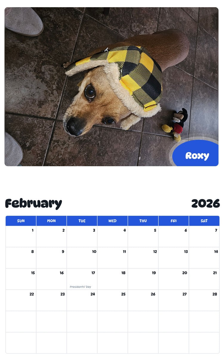 October 2025 - September 2026 Roxy - Pawidols Pet Calendar