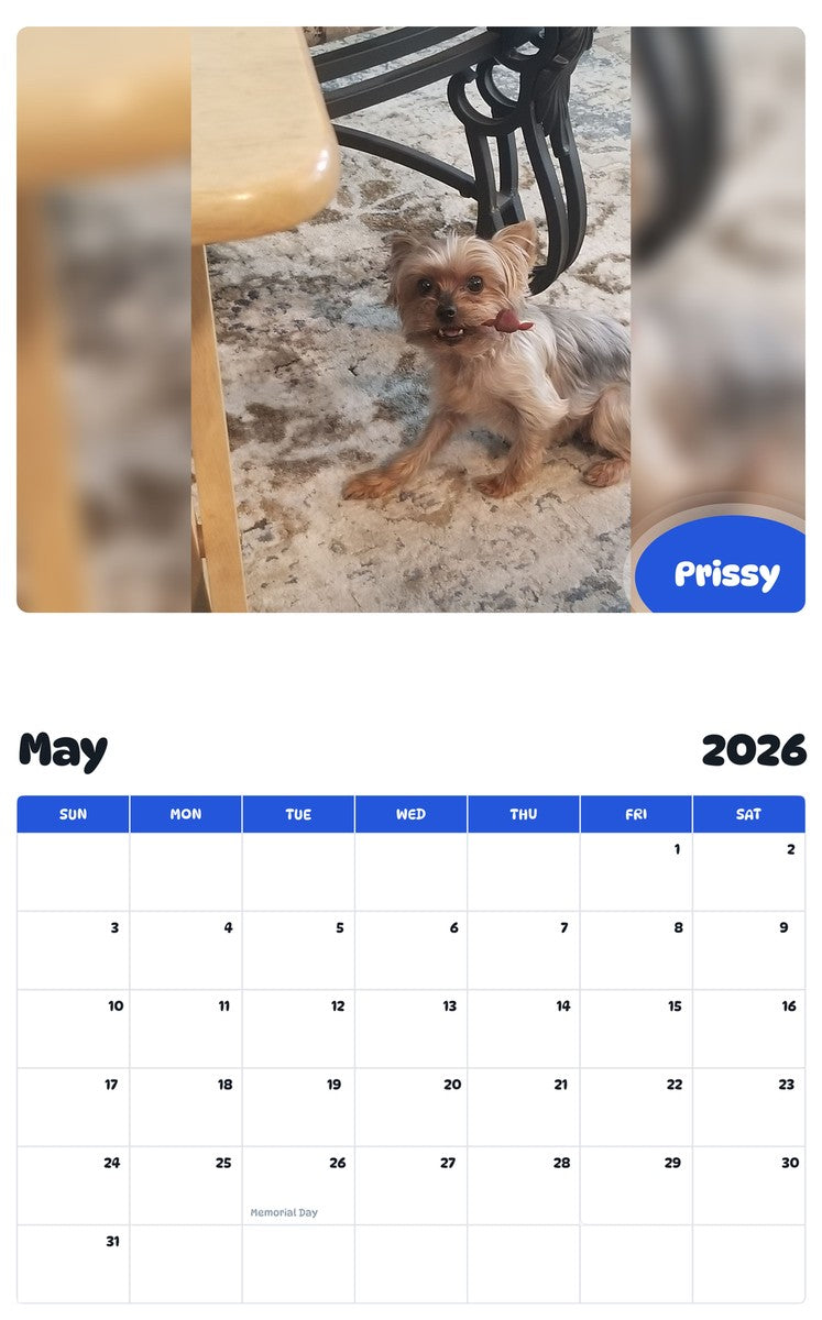 2026 - 2027 Prissy - Pawidols Pet Calendar