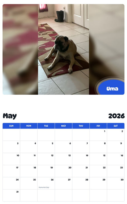 2026 - 2027 Uma - Pawidols Pet Calendar