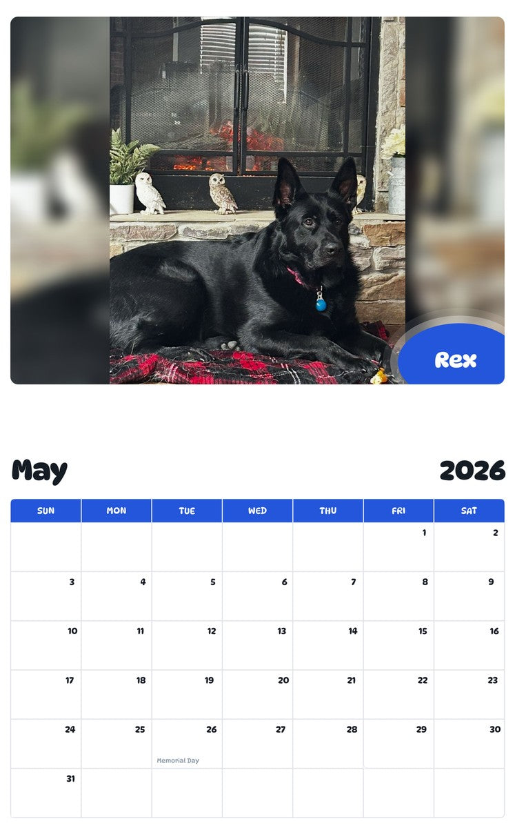 2026 - 2027 Rex - Pawidols Pet Calendar