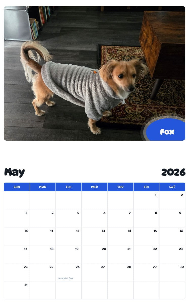 2026 - 2027 Fox - Pawidols Pet Calendar