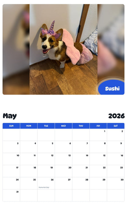 2026 - 2027 Sushi - Pawidols Pet Calendar