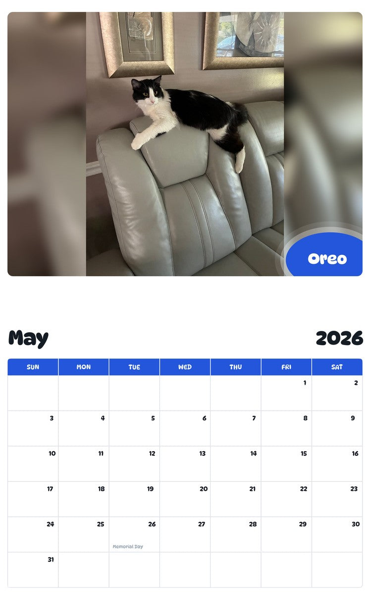 2026 - 2027 Oreo - Pawidols Pet Calendar
