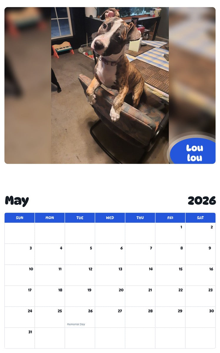 2026 - 2027 Lou lou - Pawidols Pet Calendar