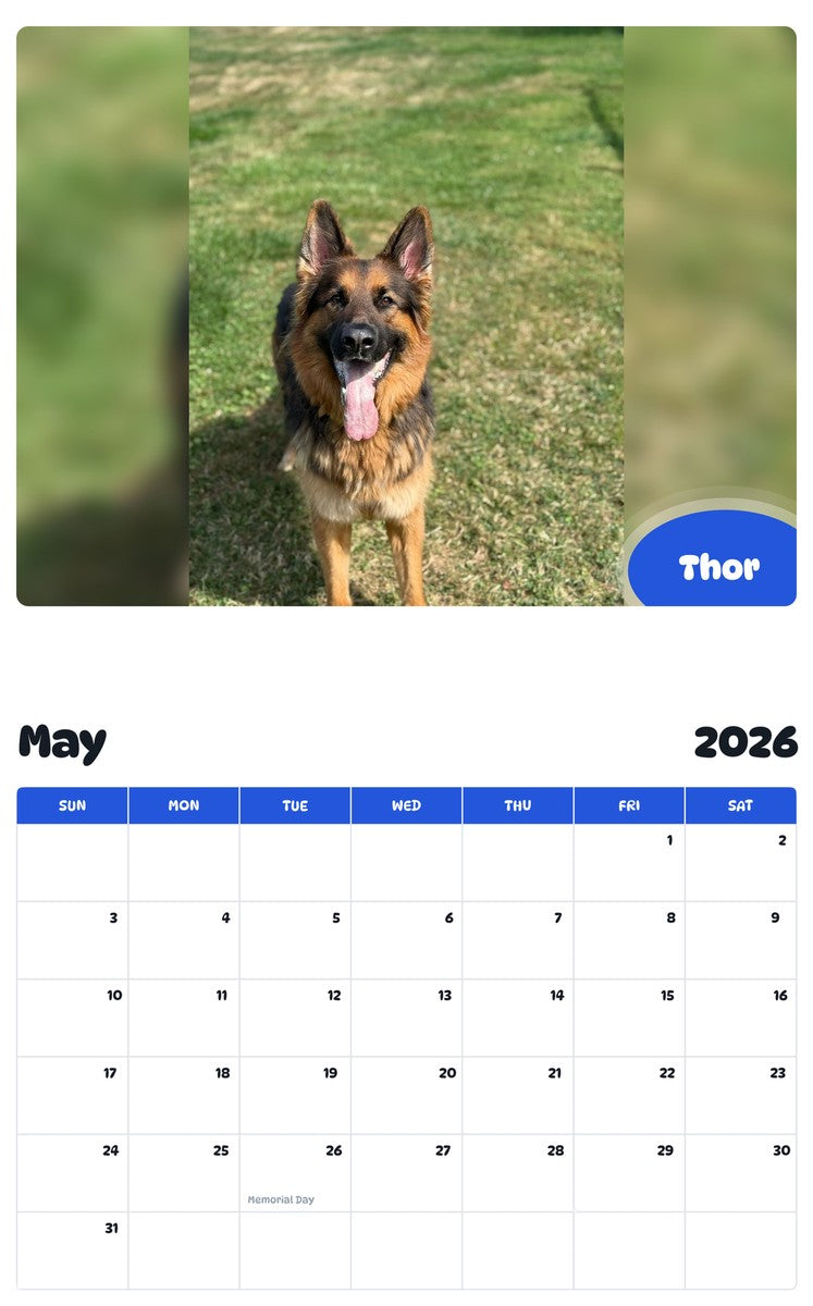 2026 - 2027 Thor - Pawidols Pet Calendar