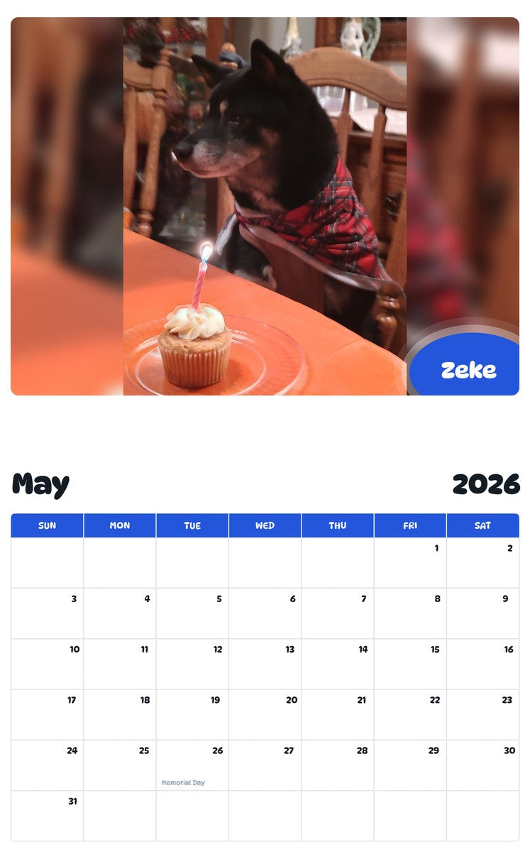 2026 - 2027 Zeke - Pawidols Pet Calendar