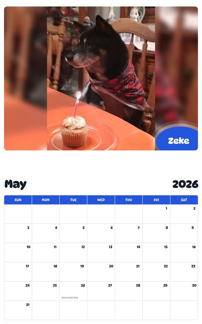 2026 - 2027 Zeke - Pawidols Pet Calendar