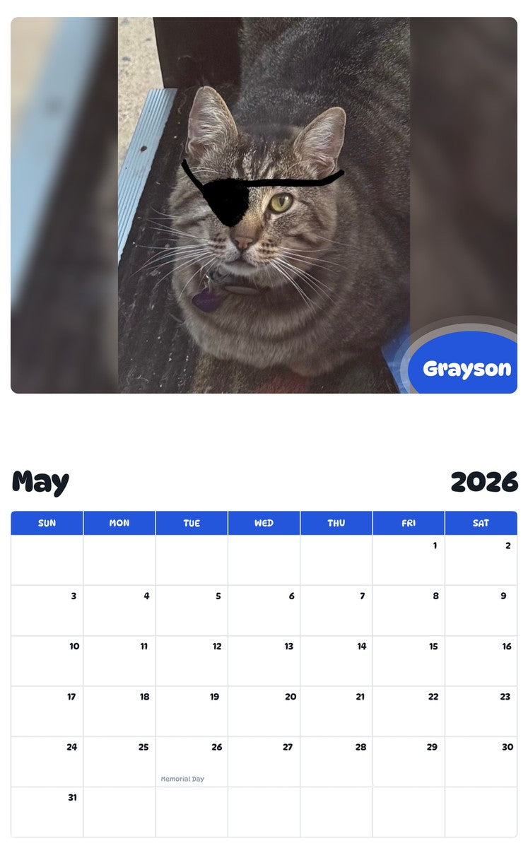 2026 - 2027 Grayson - Pawidols Pet Calendar