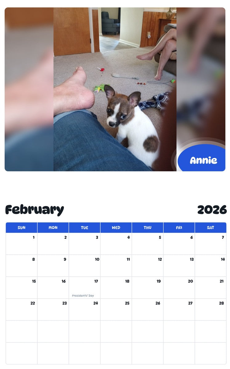 October 2025 - September 2026 Annie - Pawidols Pet Calendar