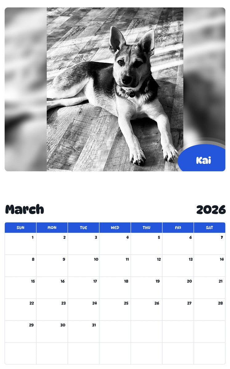 November 2025 - October 2026 Kai - Pawidols Pet Calendar