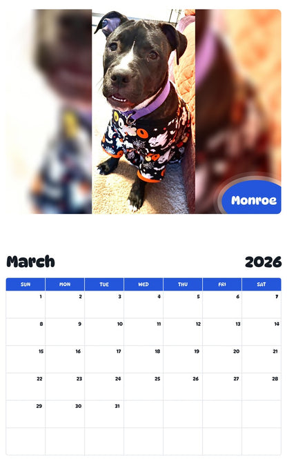 November 2025 - October 2026 Monroe - Pawidols Pet Calendar
