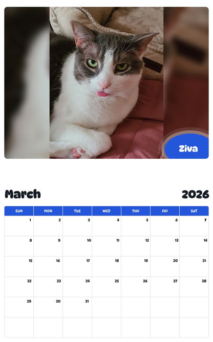 November 2025 - October 2026 Ziva - Pawidols Pet Calendar
