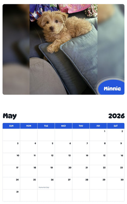 2026 - 2027 Minnie - Pawidols Pet Calendar