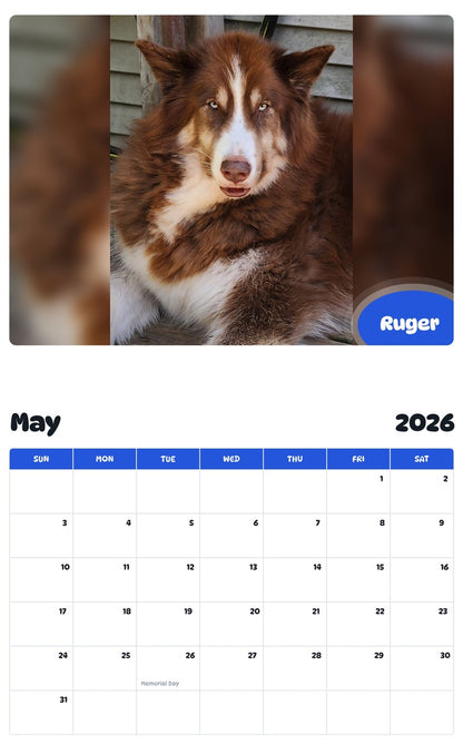2026 - 2027 Ruger - Pawidols Pet Calendar