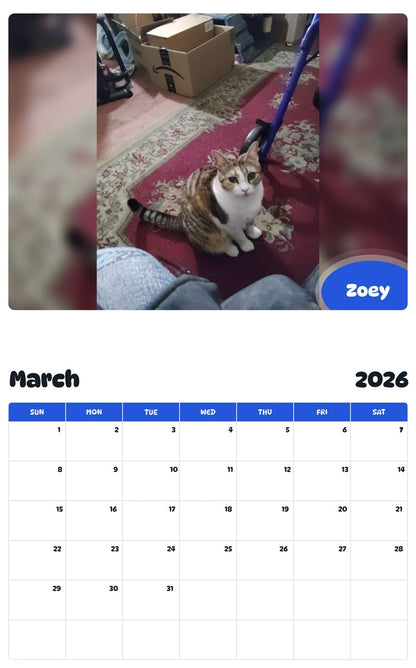 November 2025 - October 2026 Zoey - Pawidols Pet Calendar
