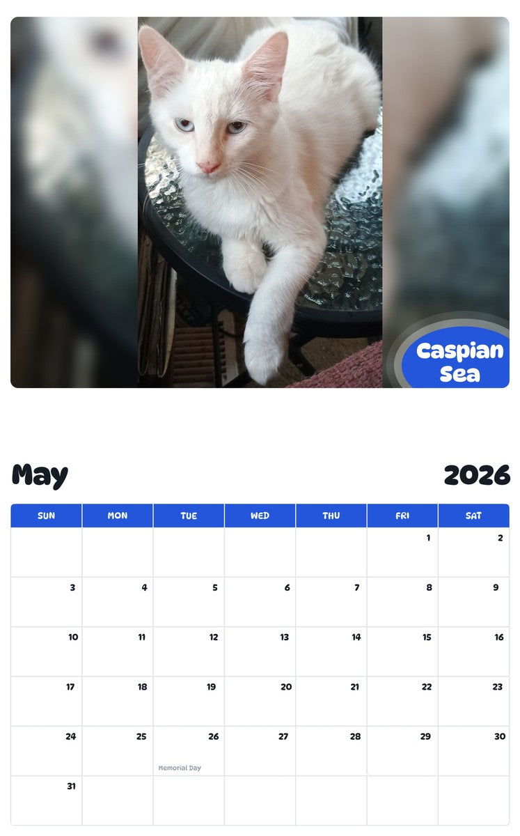 2026 - 2027 Caspian Sea - Pawidols Pet Calendar